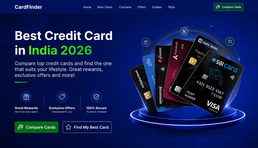Top credit cards on a glowing digital pedestal
